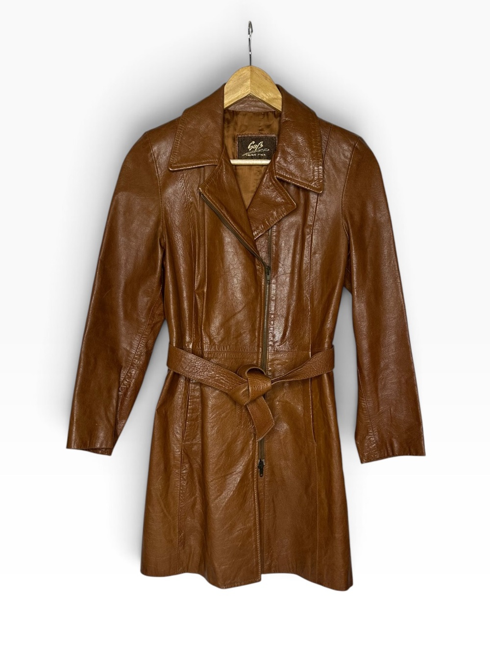 Vintage 70’s Italian Brand GAB Firenze Leather Trench IT 40